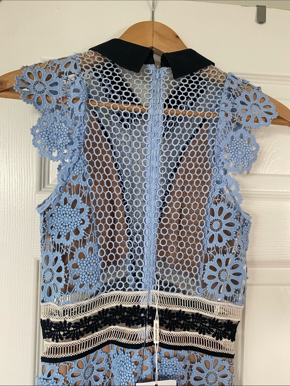 Self-Portrait Blue and Black Floral Lace Midi Dress - Picture 4 of 13